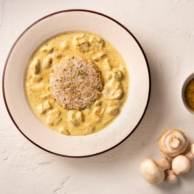 Veg Stroganoff with Herbed Rice